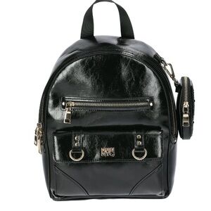 Madden NYC Faux Leather Dome Ring Backpack Black NWT
